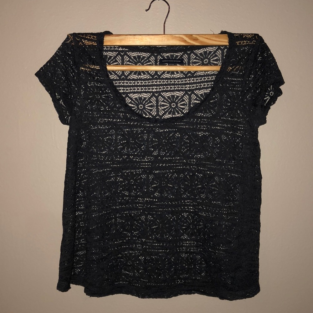 American Eagle Grey Mesh Oversized Tee